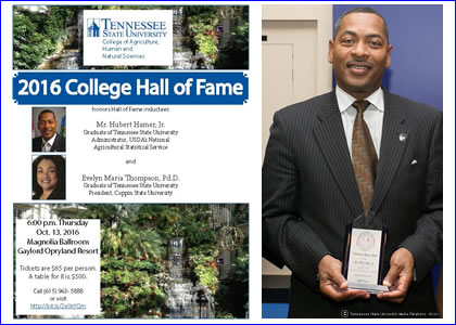 Hall of Fame inductee and TSU graduate Hubert Hamer, USDA administrator in the National Agricultural Statistic Service